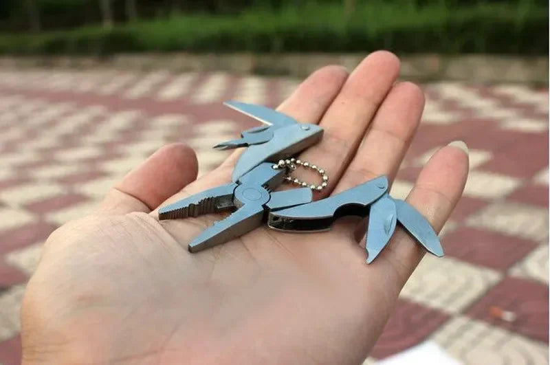 Multitool Folding Pliers Stainless Steel Keychain EDC Tool with Knife Screwdriver for Outdoor Camping Survival Emergency Kit