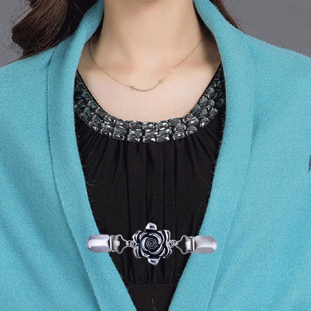 Rhinestone Clothing Metal Holder Sweater Shawl Clips Duck-mouth Plated Clasps Cardigan Collar Clip Butterfly Bow Brooches
