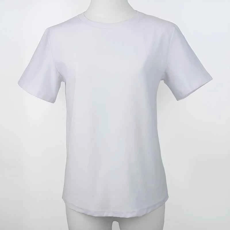 Cotton Short Sleeve Tops 220 Grams Heavy T-shirt Y2k Casual Comfortable Tee Shirt Black & White O-neck Woman Clothing YH2532