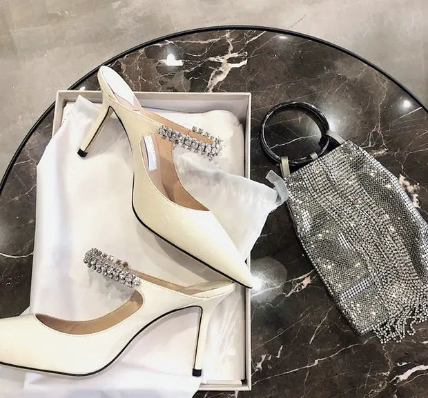 2025 Fashion Women Slippers Pointed Toe High Heels Sandals Sexy Stripper Party Slides Mule Ladies Shoes Slingbacks Slides