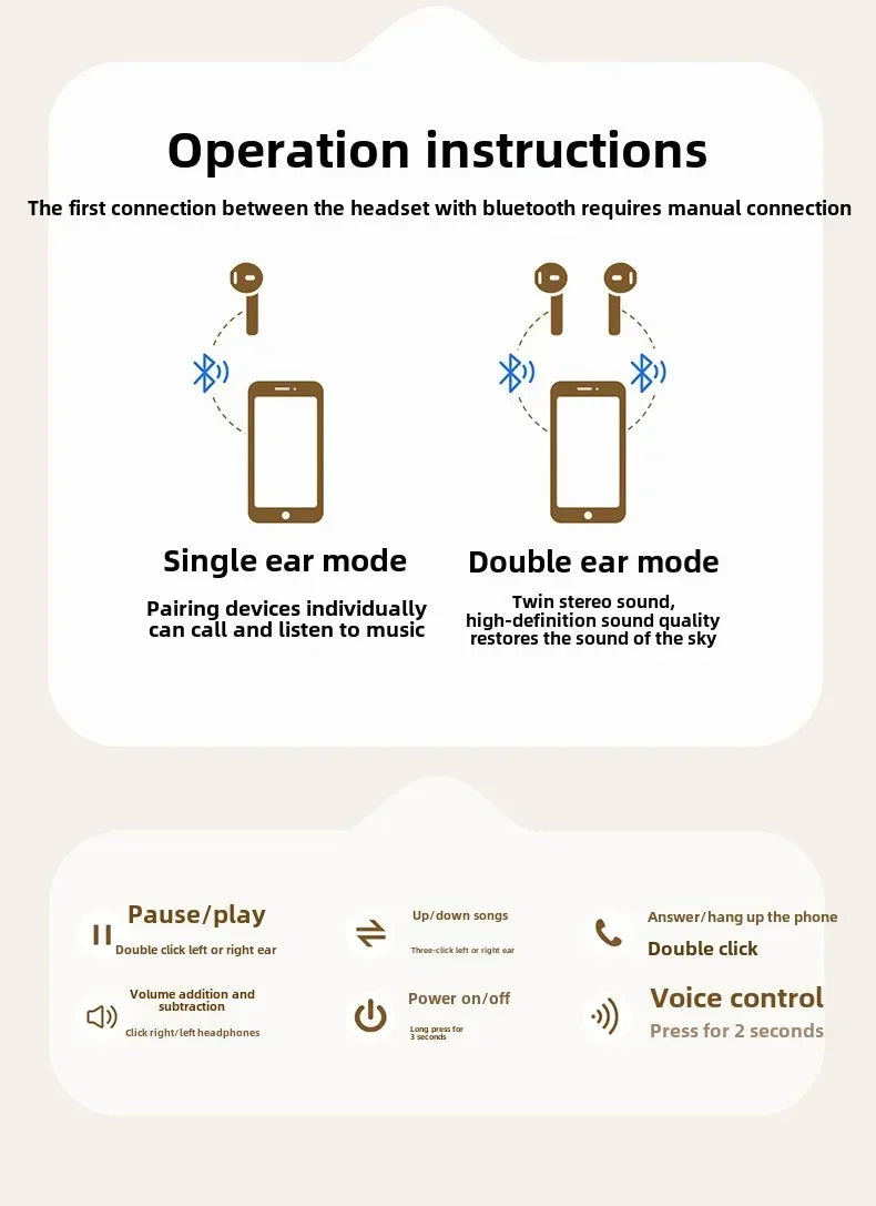Original TWS wireless headset gaming Bluetooth headset with microphone high-fidelity bass headset for smartphones