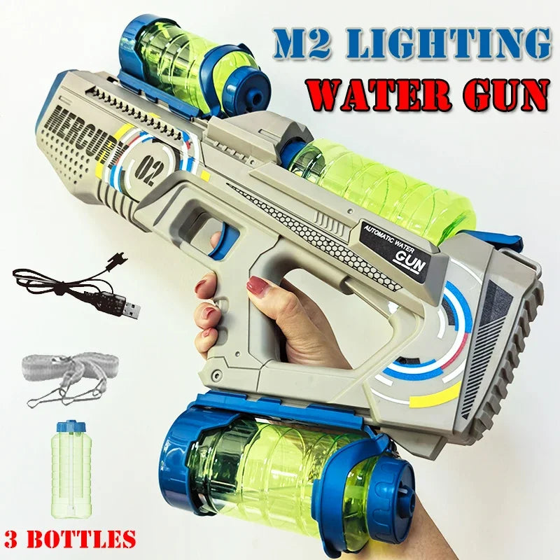 Fully Automatic Water Gun Continuous Water High Capacity Lighting and Sound Effects Outdoor Water Playing Toy for Kid Mercury M2