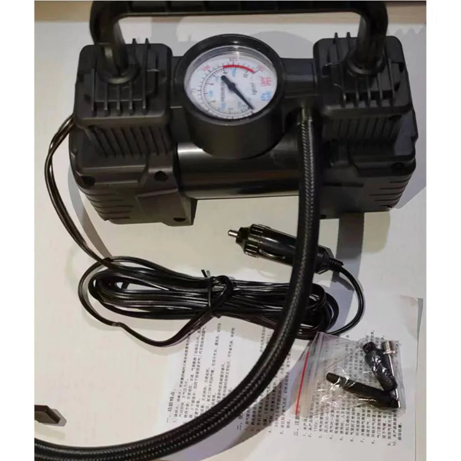 12V Electric Vehicle Inflatable Pump Dual-Cylinder High-Power High-Pressure Portable Tir Air Compressor for Cars Motor Bicycle