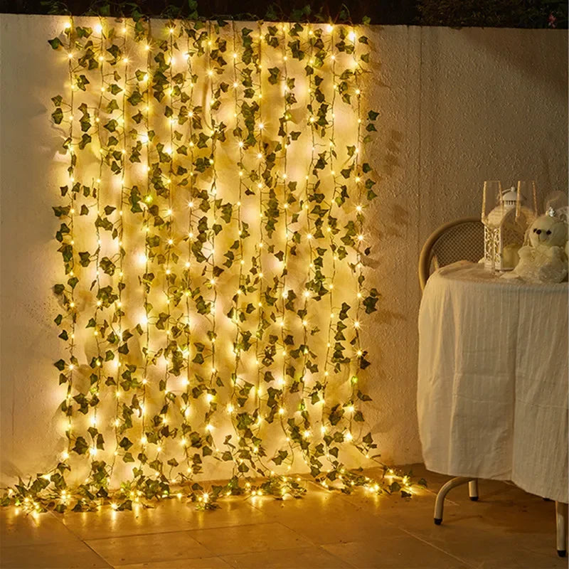 Green Leaf Fairy String Lights Artificial Vine Garland