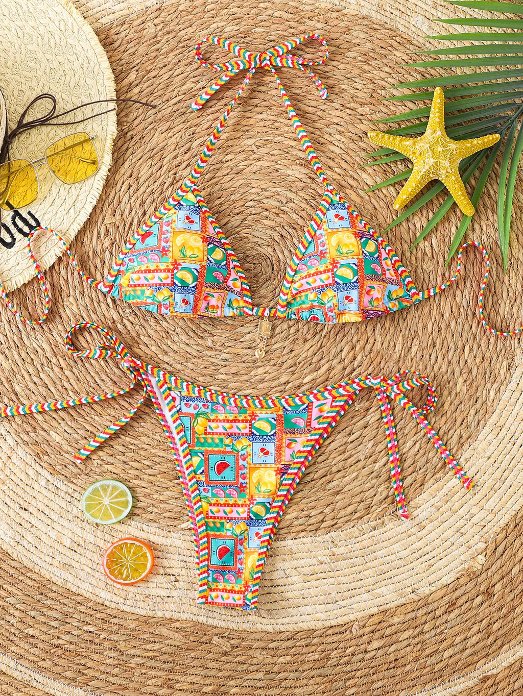 "2026 New Triangle Bikini Set - Floral Print Push Up Swimsuit & Brazilian Bottoms"