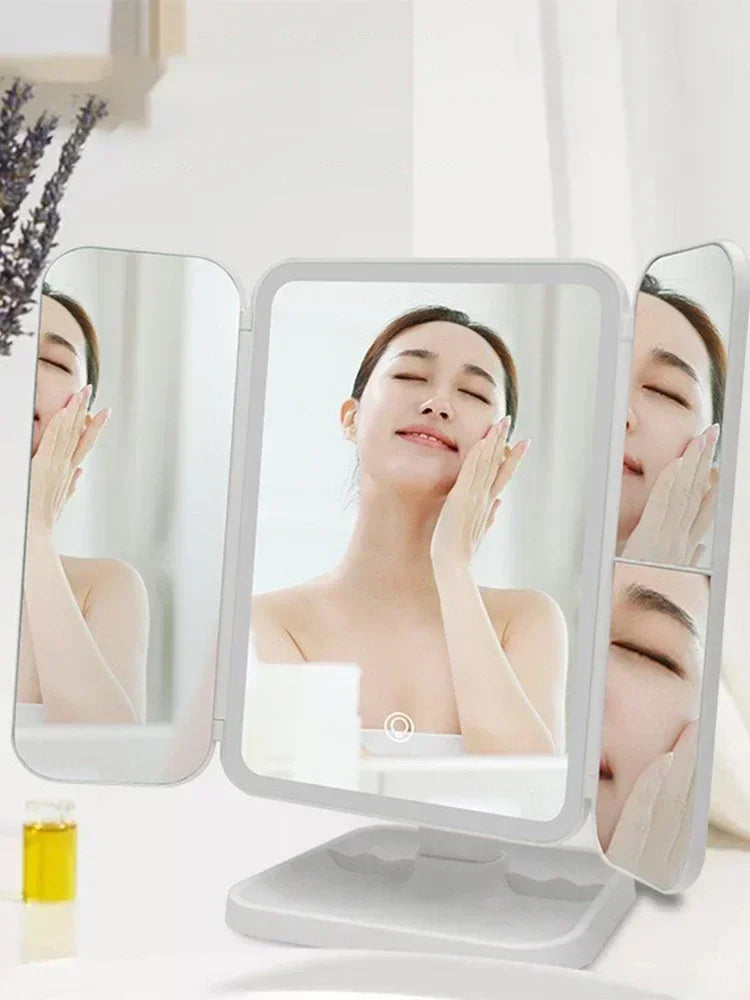 Trifold Makeup Mirror LED Lights Dorm Dressing Mirror Beauty Light Up Your Fill Light With Smart Complementary Makeup Mirror Tri