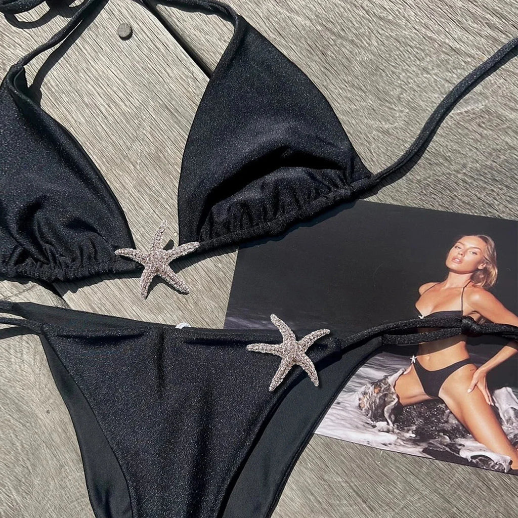 Sexy Bikini 2025 Swimsuit Women Swimwear Halter Bikinis Set Push Up Bathing Suit Solid Swimming Suit Biquini Female