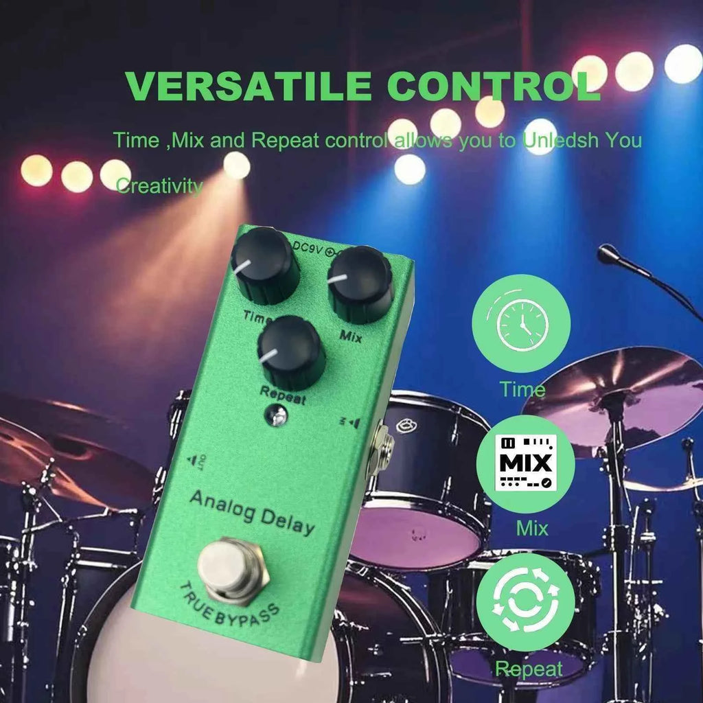 Electric Guitar Pedal Overdrive/ Distortion/Chorus/Delay/Tremolo Delay True Bypass, Durable Design for Versatile Tones
