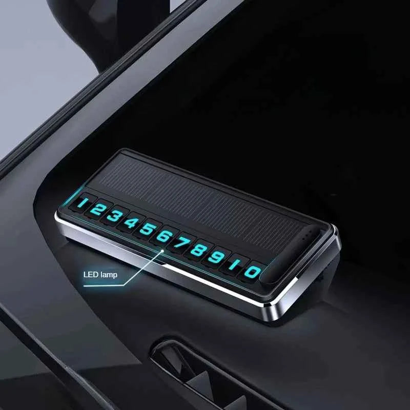 Solar Powered LED Temporary Parking Card, Multi-Number Hidden Plate, Car Parking Stop Gadget