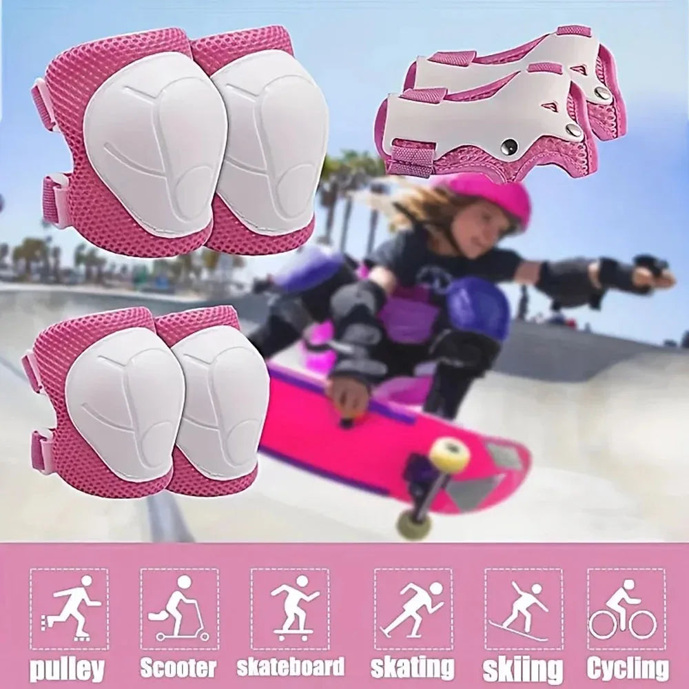 6Pcs Knee Pads for Kids， Knee Pads and Elbow Pads Set Toddler 3-10 Years Protective Gear Set for Girls Boys
