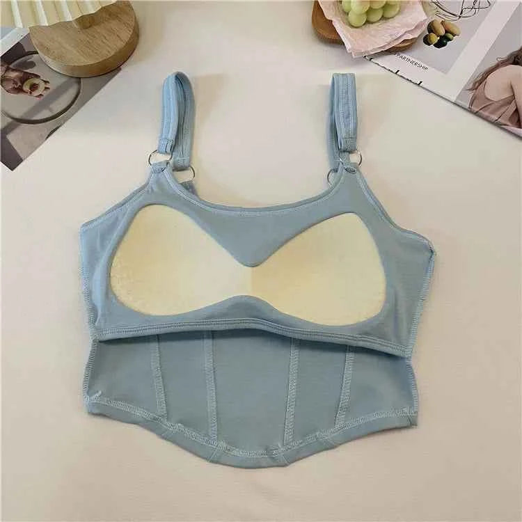 Women Crop Top Summer Y2K Lrregular Hem Slim Tank Tops Casual Sexy Female White Streetwear Letter Tank Tops With Pad Woman
