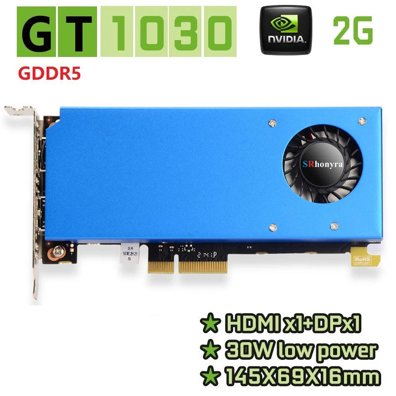 SRhonyra Low Profile Graphics Card 4GB GT730 RX550 GT1030 GTX1050 GTX1050Ti Half Height PCIe Video Card For SFF Thin ITX HTPC