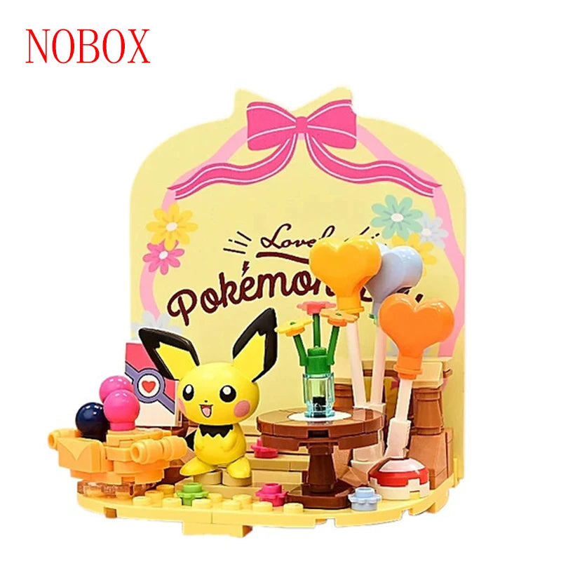 Pokemon Building Blocks Pikachu Psyduck Seaside Party Theme Scene Model Bricks Desktop Decorative Ornaments DIY Toys Gifts