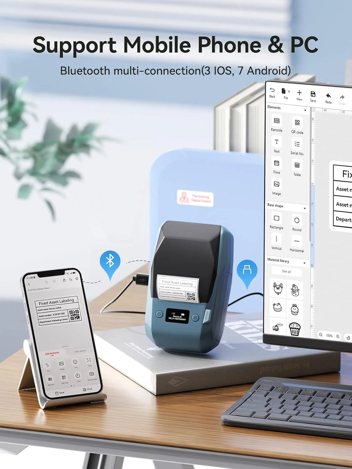 300DPI NIIMBOT M2 Portable Thermal Transfer Label Printer Bluetooth Multi-function Sticker Maker Machine for Office Clothes Tag
