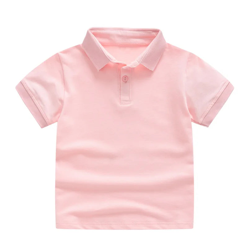 Summer Baby Boys Short Sleeve Solid Polo T-shirt Kids Cotton Clothes Toddler Girls Classical Polos T Shirt Tops School Uniform