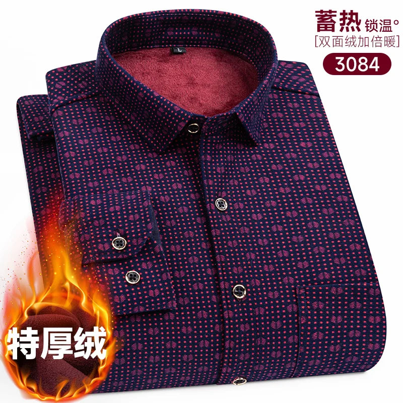 Men's long-sleeved shirt with fleece thickened warm autumn and winter plus size 8XL9XL slim casual plaid everything comfortable
