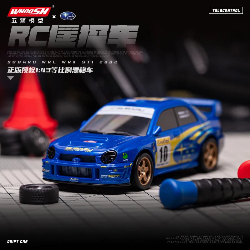 WHOOSH Licensed 1:43 Scale Mini RC Drift Car Full Proportional Remote Control Subaru WRC WRX STI Mazda RX7 Desktop Toy For Boys