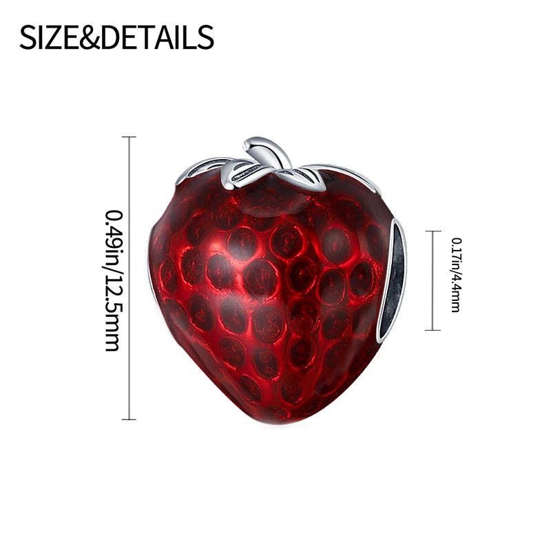 New 925 Silver Color Strawberry Cherry Fruit Series Charms Beads Fit 3mm 925 Original Bracelets DIY Birthday Jewelry Gifts