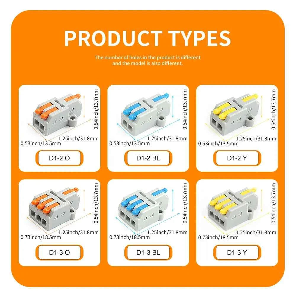 10/50 PCS Universal Compact Mini Fast Wire Connectors Lever Nut Crimp Splitter Electrical Conductors Push-in Home Terminal Block