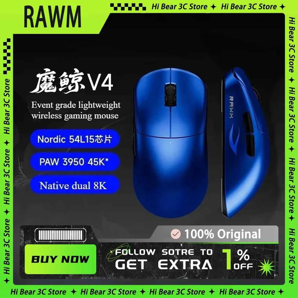 Rawm Leviathan V4 Gaming Mouse Native Dual 8k Lightweight Mouse Laptop Desktop Computer Esports Ergonomic Mice For Fps Pc Gamer