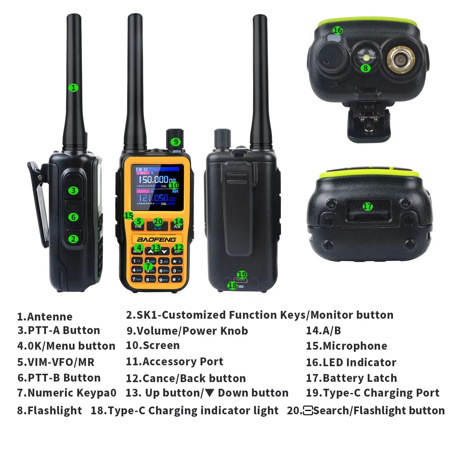 2PCS/Pack Baofeng UV-5R Mini Dual Band Dual PTT Walkie Talkie 5RMINI Air Band Rx 5W Compact  VOX FM Amateur Radio Type-C Charge