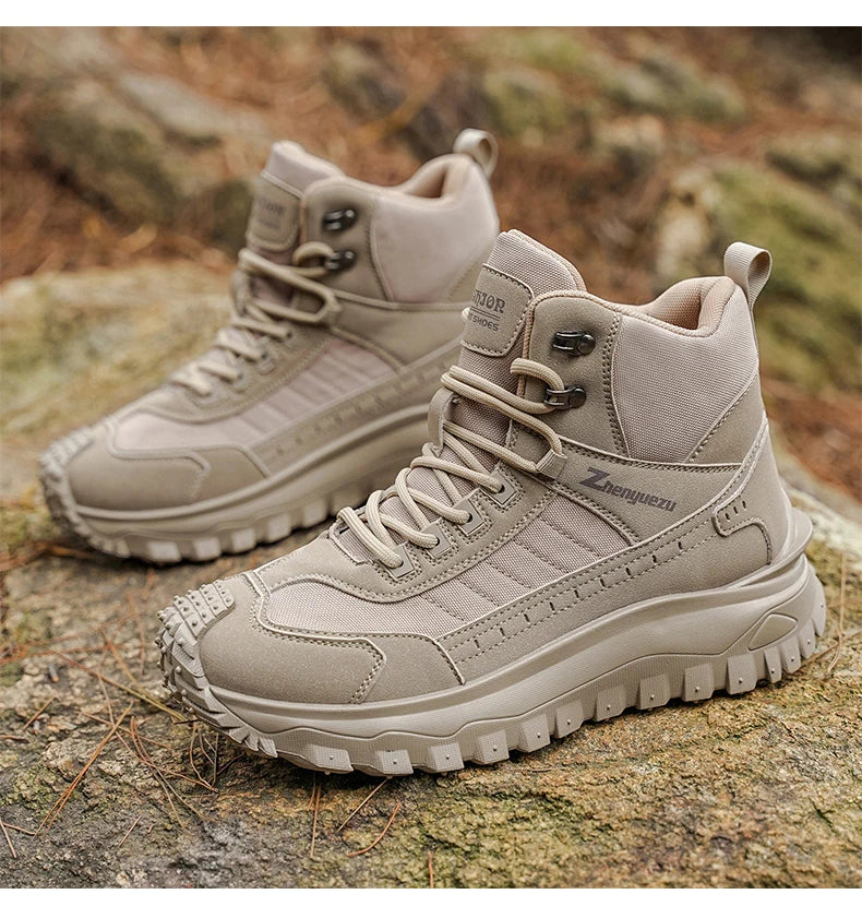 2026 New Outdoor Boots Men's High Top Thick Bottom Tactical Shoes Large Size 47 Hiking Sports Workwear Shoes 48 Casual Style