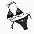 2000s Y2k Style Letter Print Bikini Punk Gothic Fashion Women Swimwear Set Sexy Thong Swimsuit Two Pieces Bathing Suit Emo Girls
