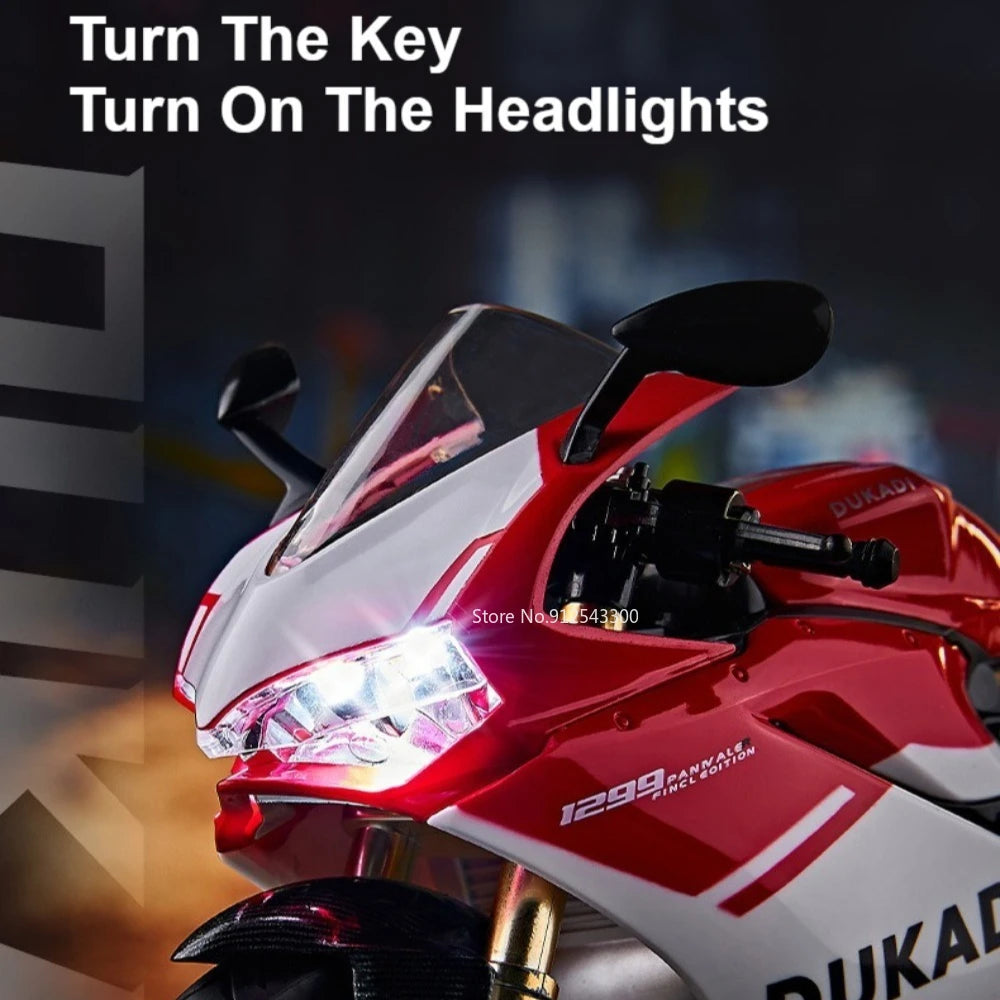 1:9 Scale 1299 Kawasaki ZX-10R Motorcycle Model Toy Car Diecast Metal Shock Absorption Racing Motor Models Boys Birthday Gifts