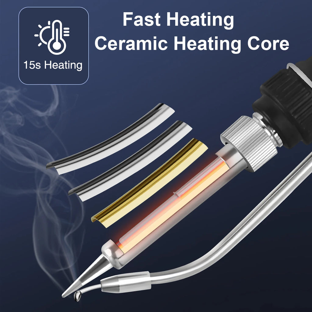 NEWACALOX Soldering Iron Kit Industrial Automatic Solder Feeding with Temp Adjust, 60W Soldering Gun with 50g Soldering Wires