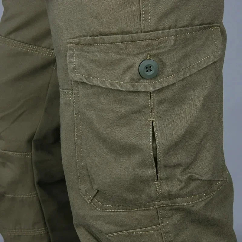 New Men's Pants Multi Pockets Baggy Men Outwear Straight Slacks  Workout Pants Outwear Casual Cotton Long Trousers