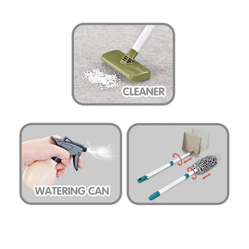 Kids Simulated Life Cleaning Toys Children's Pretend Play Cleaning Set and Sanitation Simulation Broom Vacuum Cleaner Tool Toy