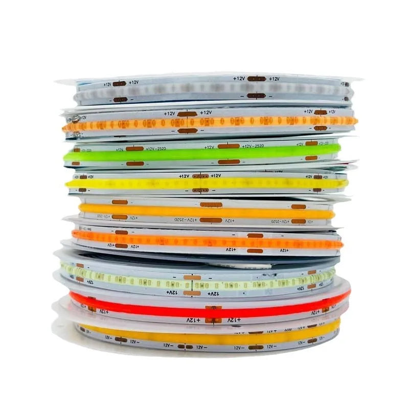 DC 12V 24V FOB COB Strip 320Leds/M High Density RA90 White 3000K 4000K 6000K IP20 Flexible Ribbon Rope LED Light