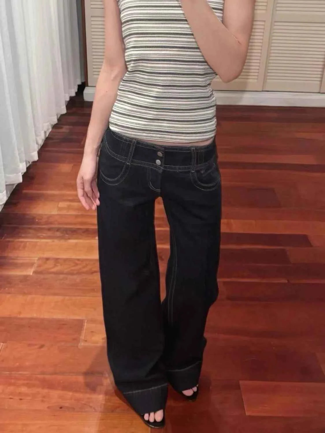 Women Blue Y2k Baggy Straight Jeans Harajuku Vintage Boyfriend Denim Trousers Japanese 2000s Style Jeans Pants Oversize Clothes
