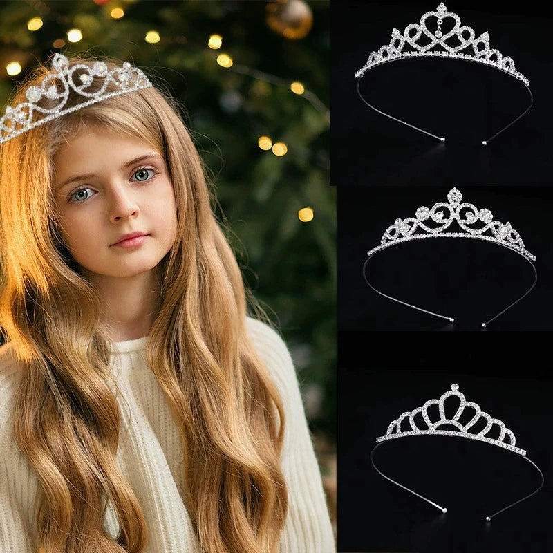 Children's Princess Crown Crystal Tiara Girls Hair Accessories High-end Atmosphere Dance Performance Birthday Gift Crown