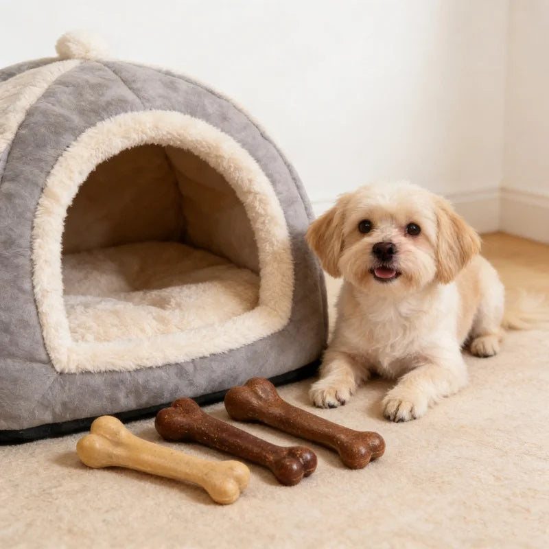 Durable Beef-Flavored Dog Chew Bone for Teeth Cleaning
