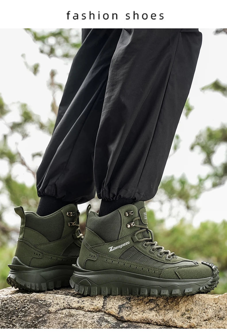 2026 New Outdoor Boots Men's High Top Thick Bottom Tactical Shoes Large Size 47 Hiking Sports Workwear Shoes 48 Casual Style