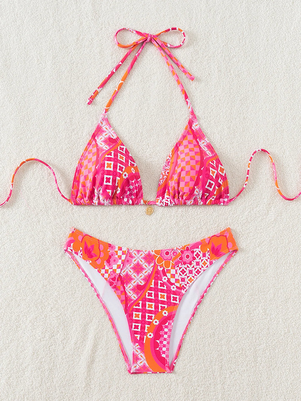 "2026 New Triangle Bikini Set - Floral Print Push Up Swimsuit & Brazilian Bottoms"