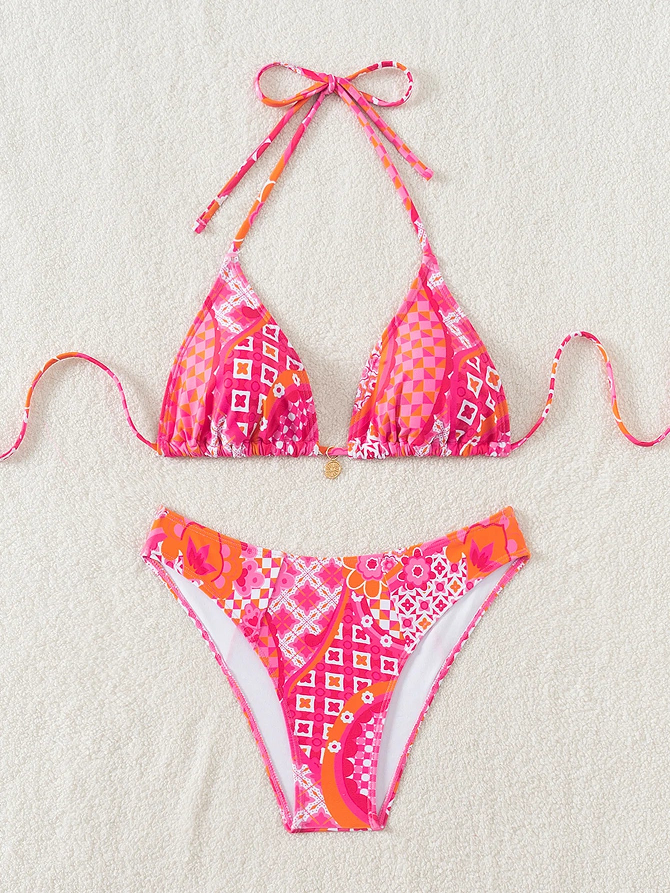 "2026 New Triangle Bikini Set - Floral Print Push Up Swimsuit & Brazilian Bottoms"