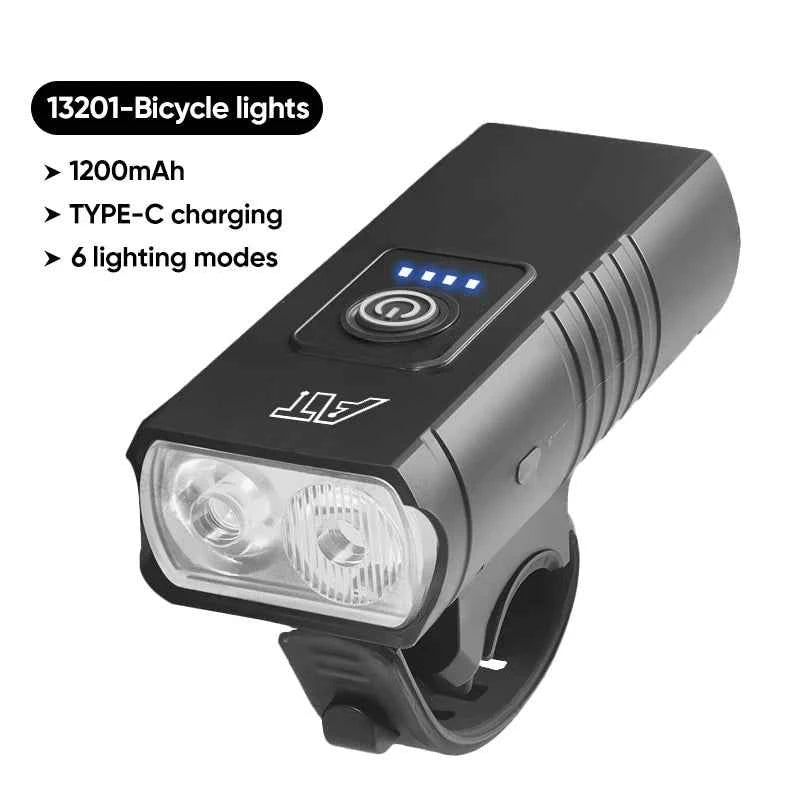 Bicycle Light T6 LED Bike Front Lamp 6 Modes Cycling Lantern Type-C Rechargeable MTB Bike Headlight Flashlight for Night Riding