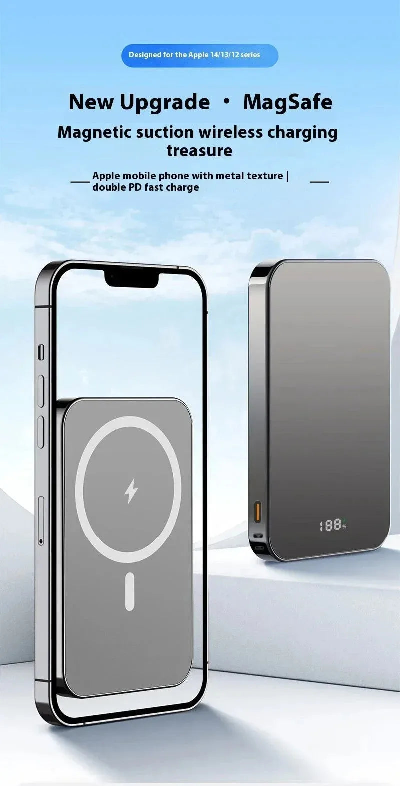 Lenovo Magnetic Power Bank 20000mAh Magnetic Wireless Phone Charger External Battery PowerBanks Fast Charging For iPhone 17