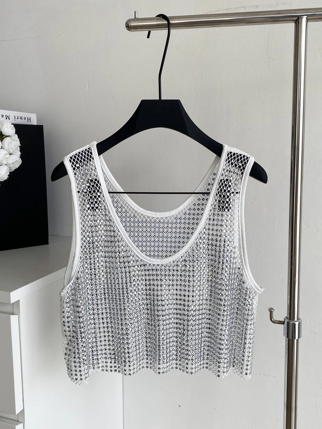 Ele Svel Women's Vest Summer Me Hollow Heavy Embroidery ort Design Street Sexy Top Faion Commute Sle Slim Fit