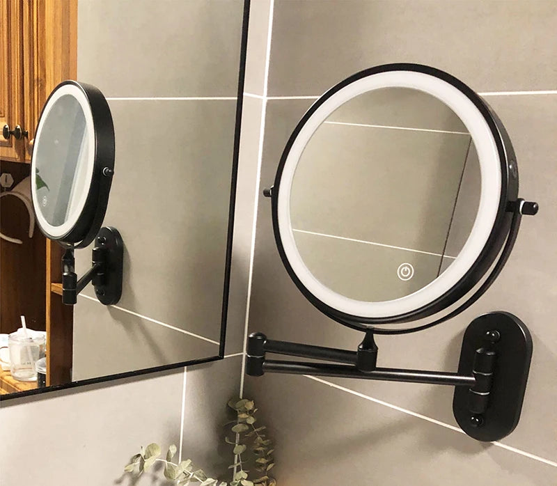 8 Inch Makeup Mirror Gold 3x/5x/7x/10x Magnifying Double Side USB Charging Bathroom 3 Color Light Cosmetic Mirrors