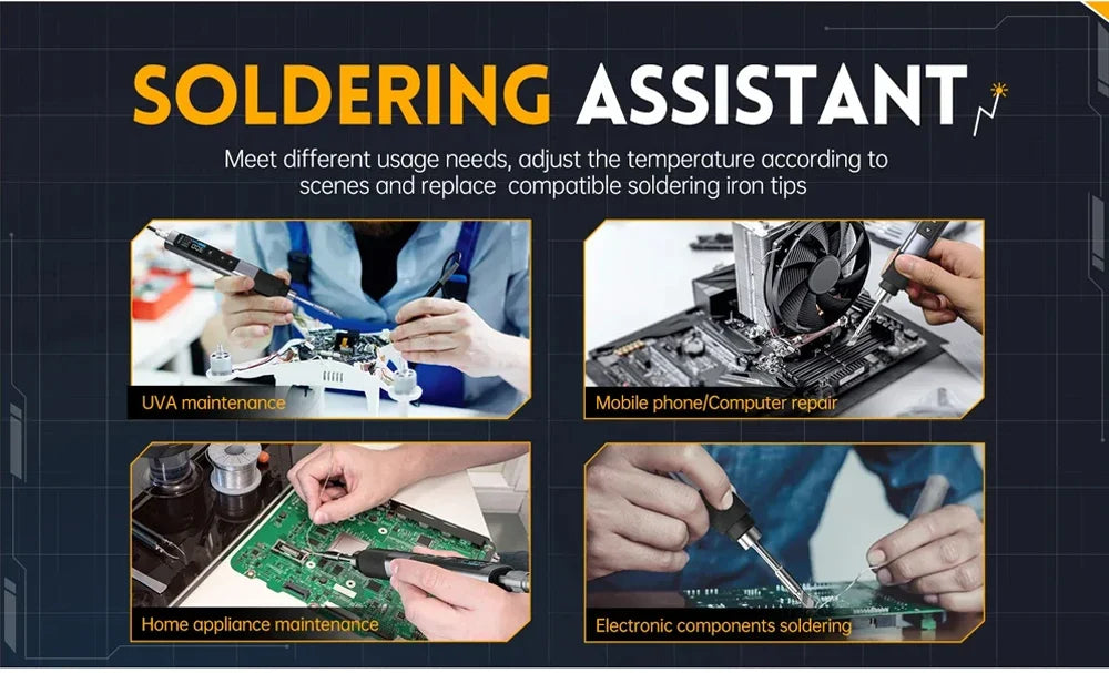 FNIRSI HS-02 Smart Electric Soldering Iron 100-450℃ Temp Adjustable PD 100W Portable Welding Rework Station Solding Irons Kit