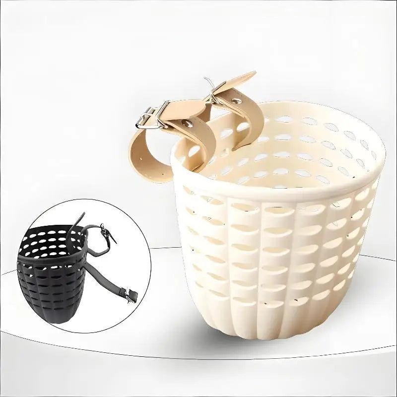 Kids Bike Basket Durable Storage Basket With Adjustable PU Straps Handlebar Basket For Children Girls Outdoor Biking Toddlers