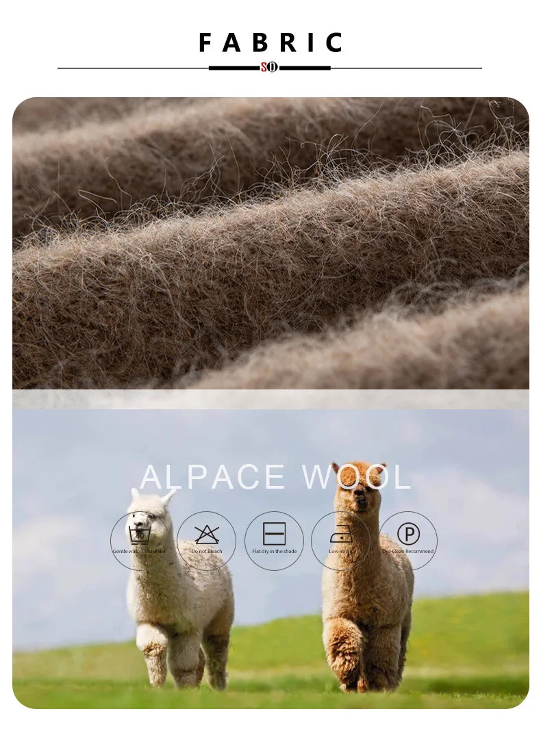 SuyaDream Warm Alpaca Pullovers for Woman, Dropped Sleeved Loose Sweaters, 2025 Fall Winter Top, Camel, Beige