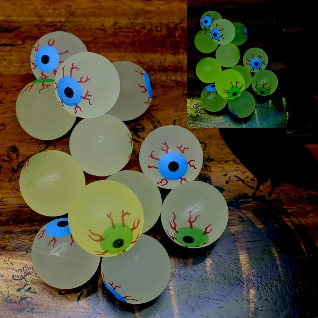 10/20Pcs Glow in The Dark Eyeball 32MM Bouncy Ball Halloween Supplies Toys Horror Luminous Scary Ball Kids Toys Gift