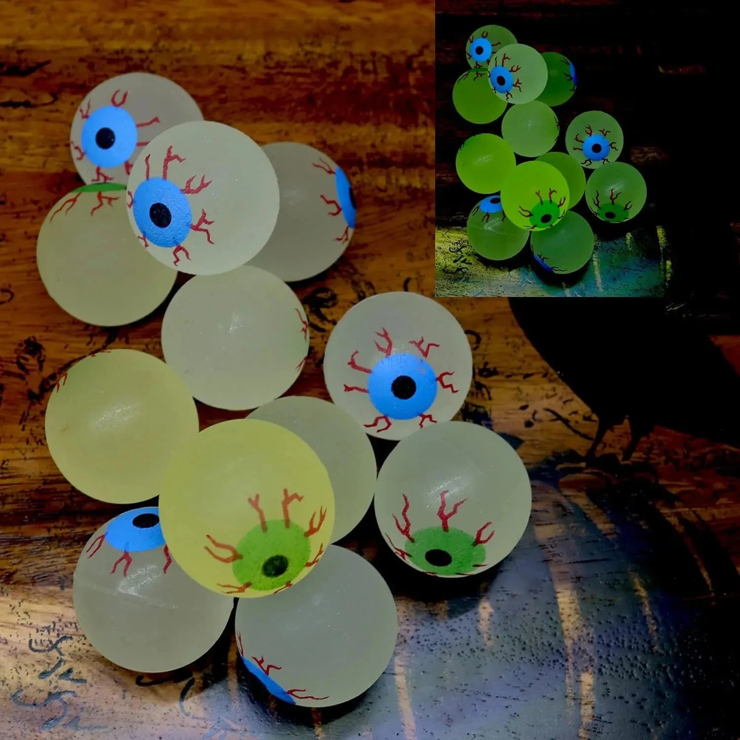 10/20Pcs Glow in The Dark Eyeball 32MM Bouncy Ball Halloween Supplies Toys Horror Luminous Scary Ball Kids Toys Gift
