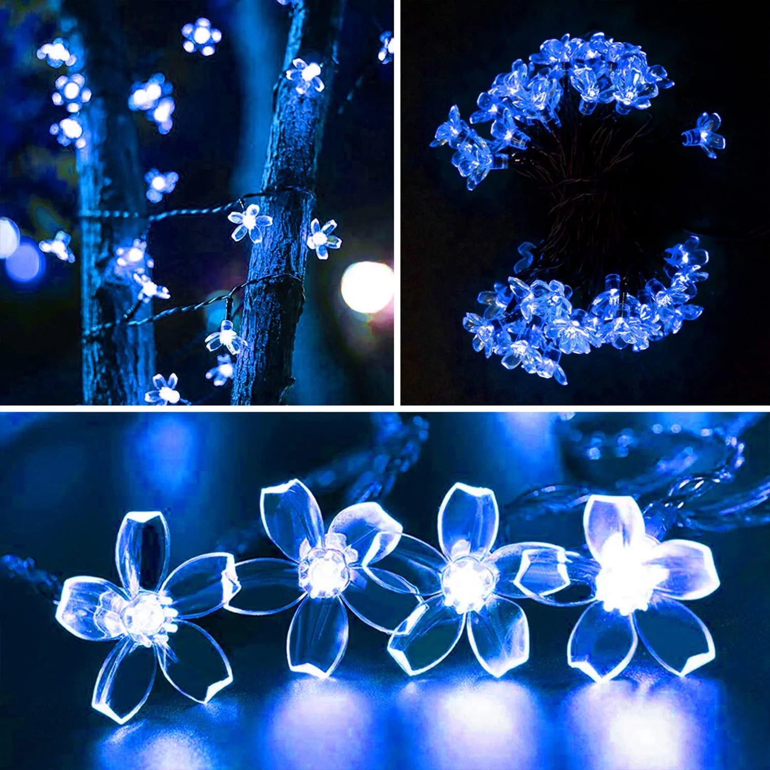 Solar Garden Lights Outdoor Solar Flower String Lights Solar Outdoor Lights Waterproof  Flower Lights Garden Decoration Outdoor