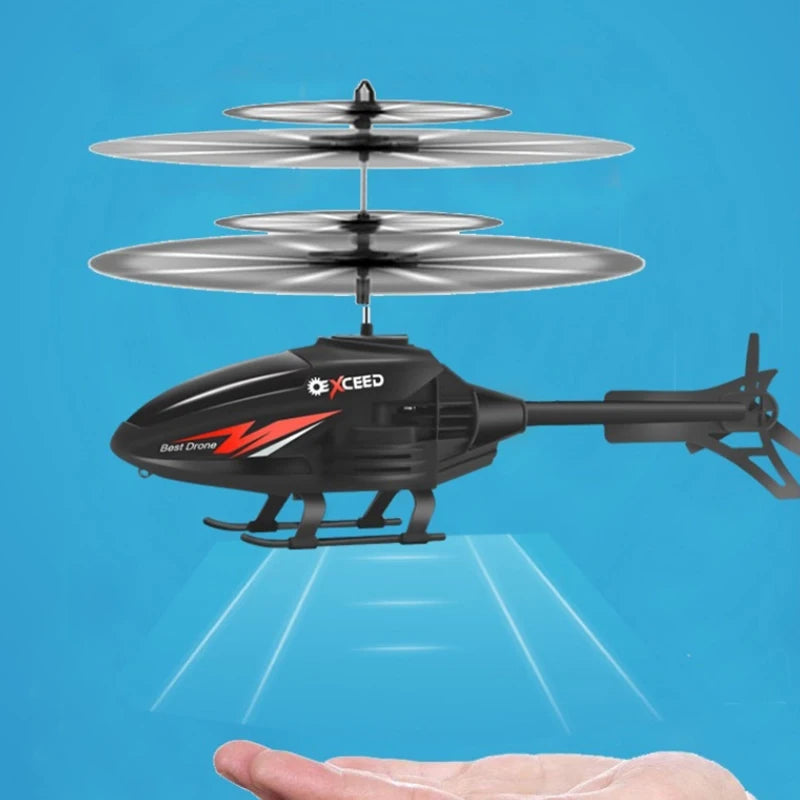 RC Helicopter 2CH Induction Remote Control Floating Airplane Gesture Control Aircraft Suspension Quadcopter with LED Kid Gift