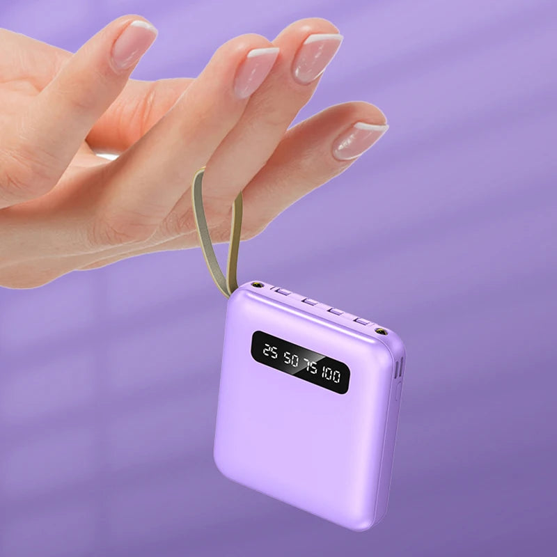 Mini Power Bank 20000mAh – 4 Built-In Cables & Display